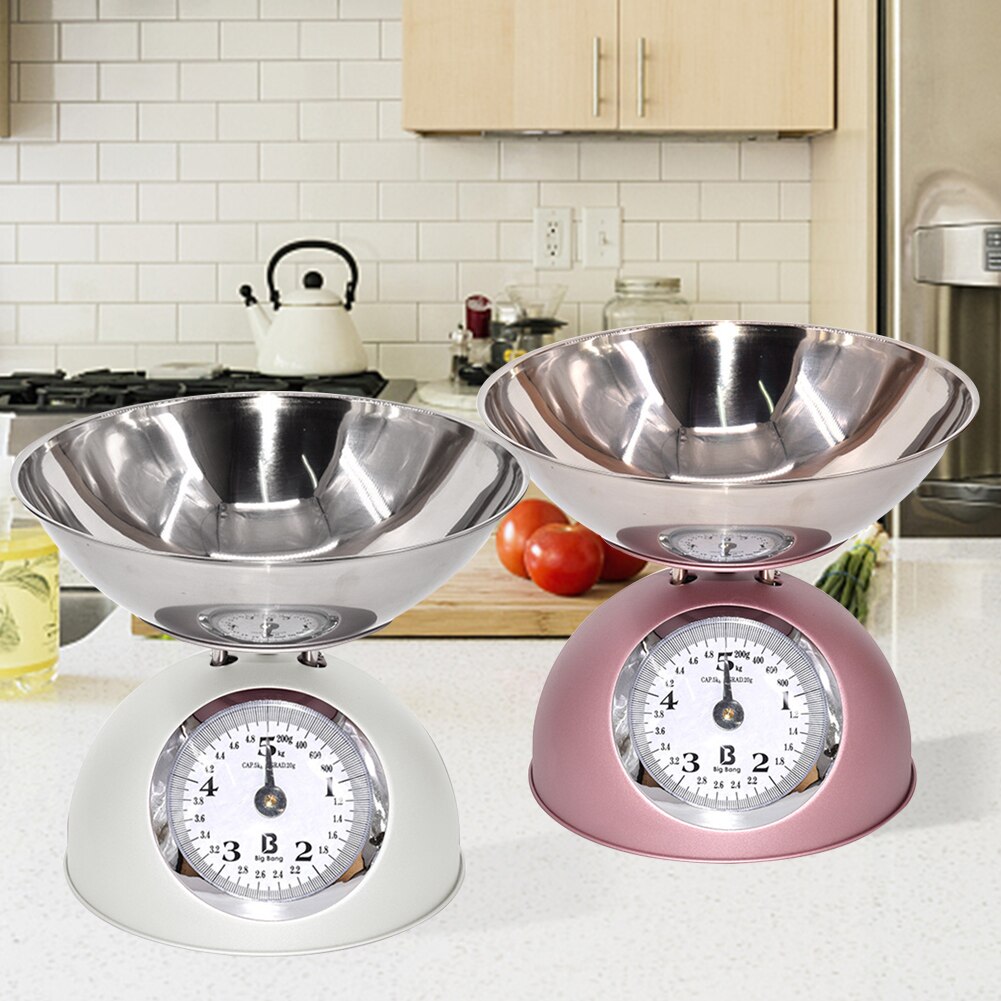 5kg Stainless Steel Cooking Accurate Measuring Tool Home With Bowl Kitchen Scale Vegetables Food Weighing Mechanical Type Baking