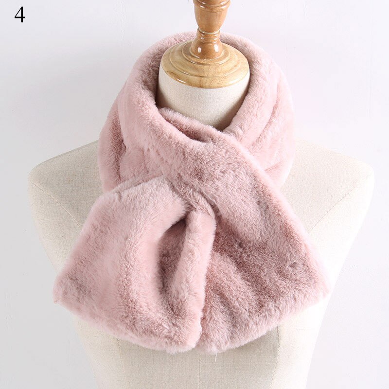 Imitatiebont warme dames sjaal winter dikke snood sjaal imitatiebont zachte sjaals effen kleur kraag sjaal voor dames: 4