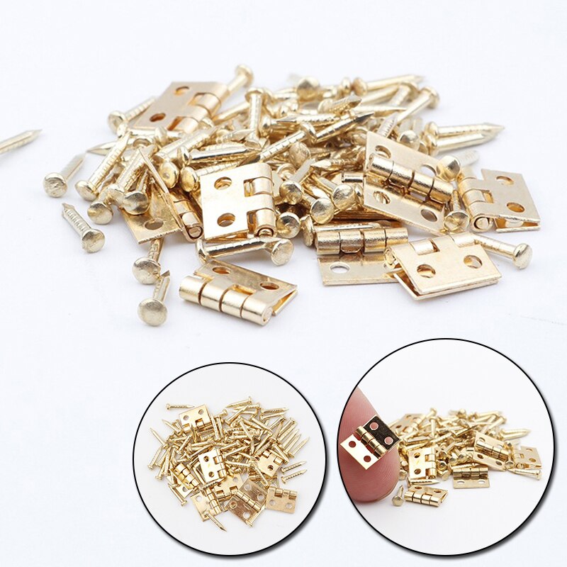 10Pcs 8*10mm Metal Mini Hinge Pure Copper Small Box Folding Butt Hinges For DIY Handware Craft Door Jewelry Boxes Supplies