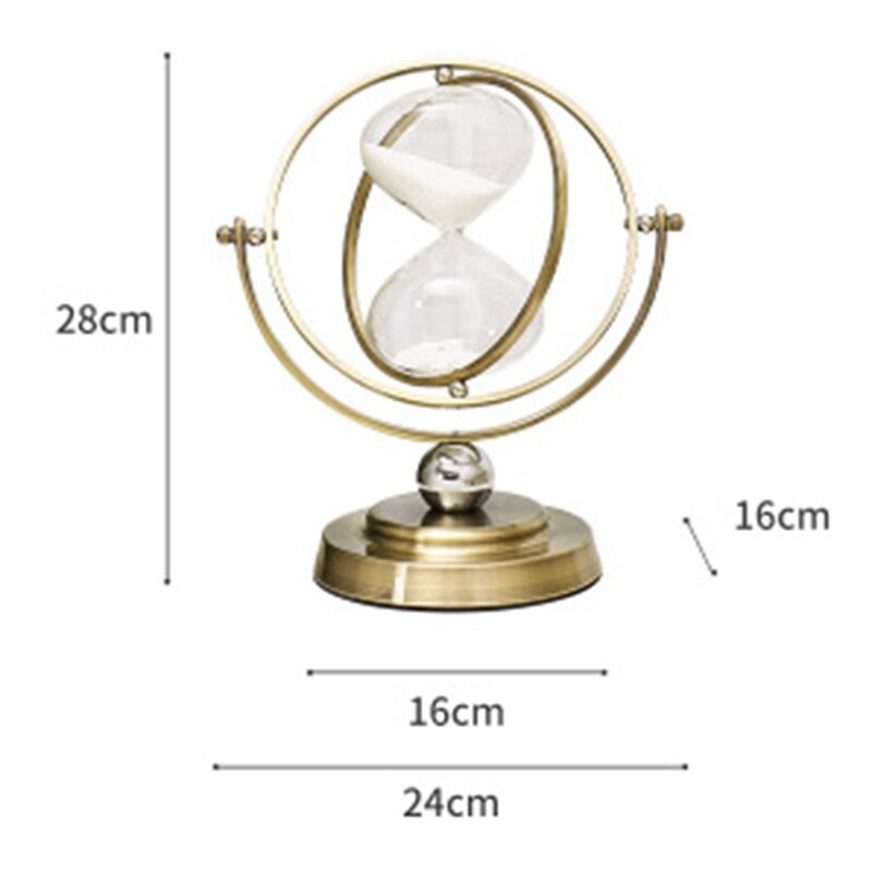 Timeglas 30 minutter roterende sand timeglas, metal timeglas sand timer til vintage boligindretning sandglas