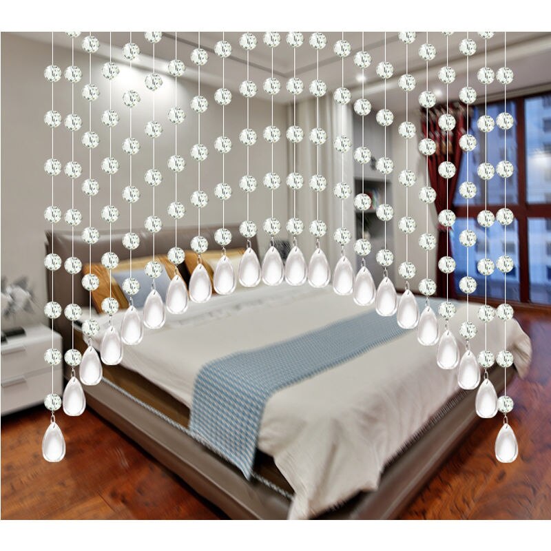 1Pcs Modern Glass String Curtain Room Divider Crystal Beads Door Window Panel Wedding Home Decor: Clear