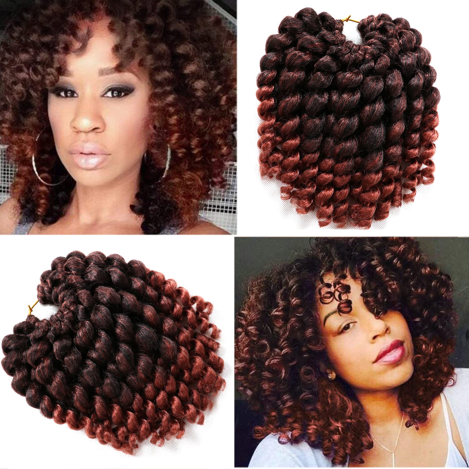 Pelo de ganchillo rizado con varita, pelo de ganchillo jamaicano de 8 pulgadas para mujeres negras, pelo de ganchillo negro Natural, pelo corto y rizado de ganchillo: T1B/350 / 8 unids/lote