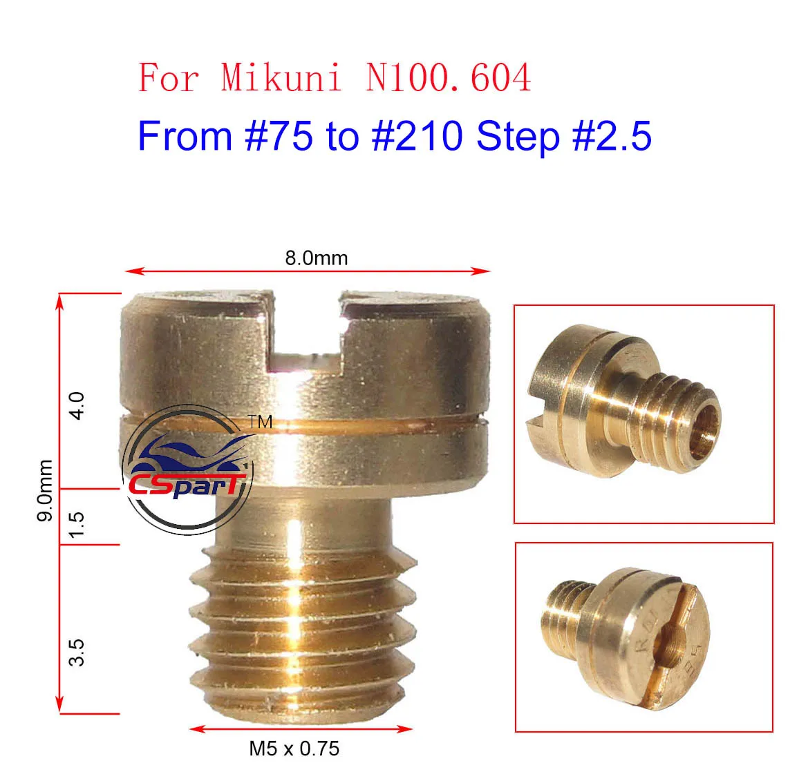 Maat # 122 tot # 170 M5 * 0.75 carburateur hoofdsproeiers Nozzle Voor Mikuni N100.604 CVK PE PZ PWK Carburateur