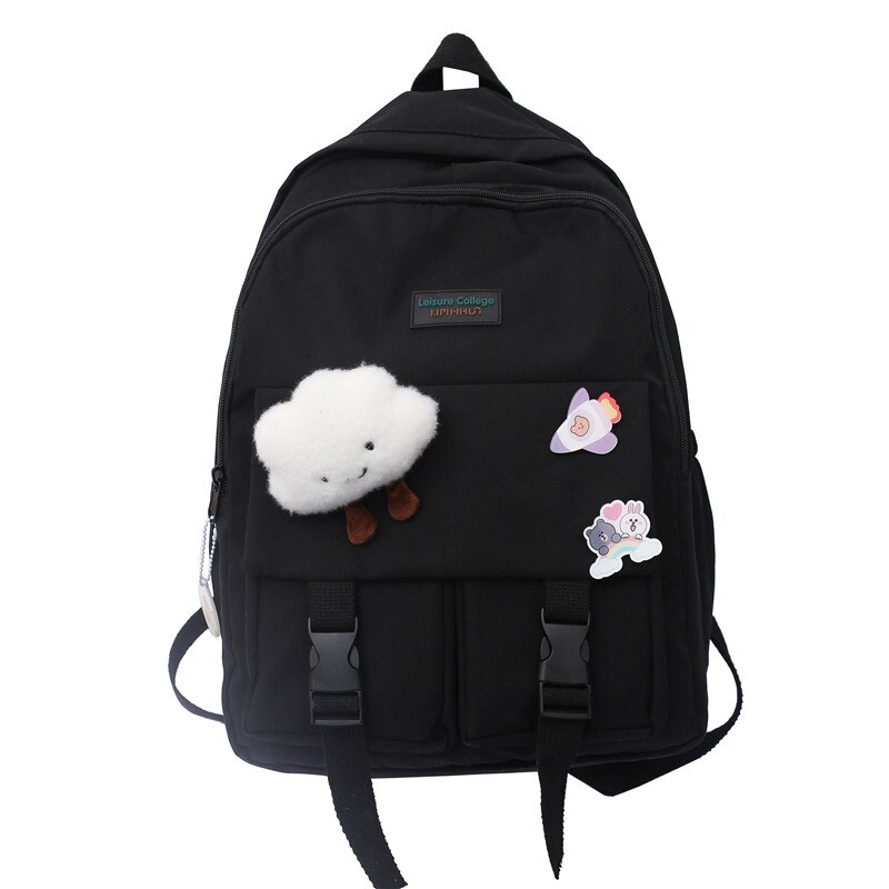 Leuke Wolken Vrouwen Rugzak Nylon Schooltas Voor Tiener Meisjes Student Boek Laptop Rugzak Mochila Vrouwelijke Schooltas: Black / only bag