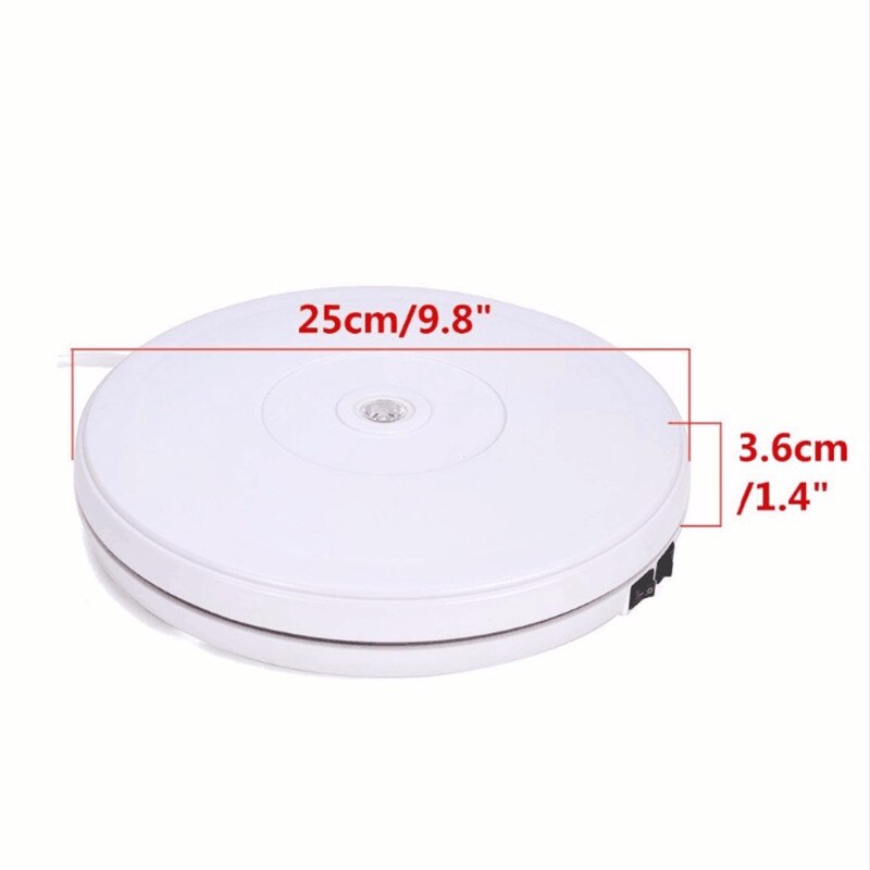 Rotating Display Stand - 25cm/10 Inch - 360° Electric Turntable - Photography Lighting - 110-220V