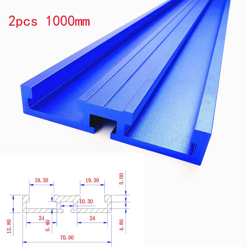 600-1200mm typ 70 geringsspår t-spår stopp glidfästen t-spår aluminiumprofil träbearbetningsbänk gör-det-självtillbehör: 2 st 1000mm