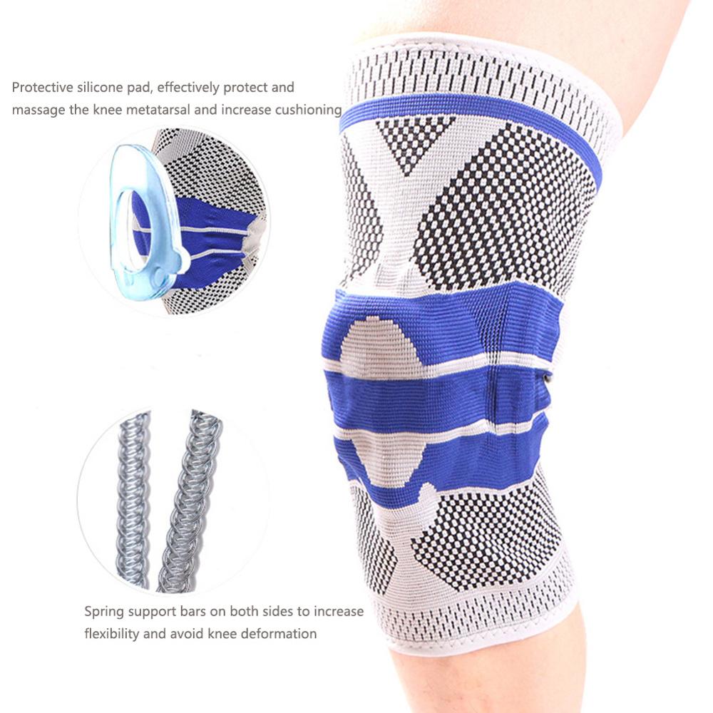 1 pcs Knee Patella Protector Brace Silicone Spring Knee Pad Basketball Running Compression Knee Sleeve Support Sports Kneepads