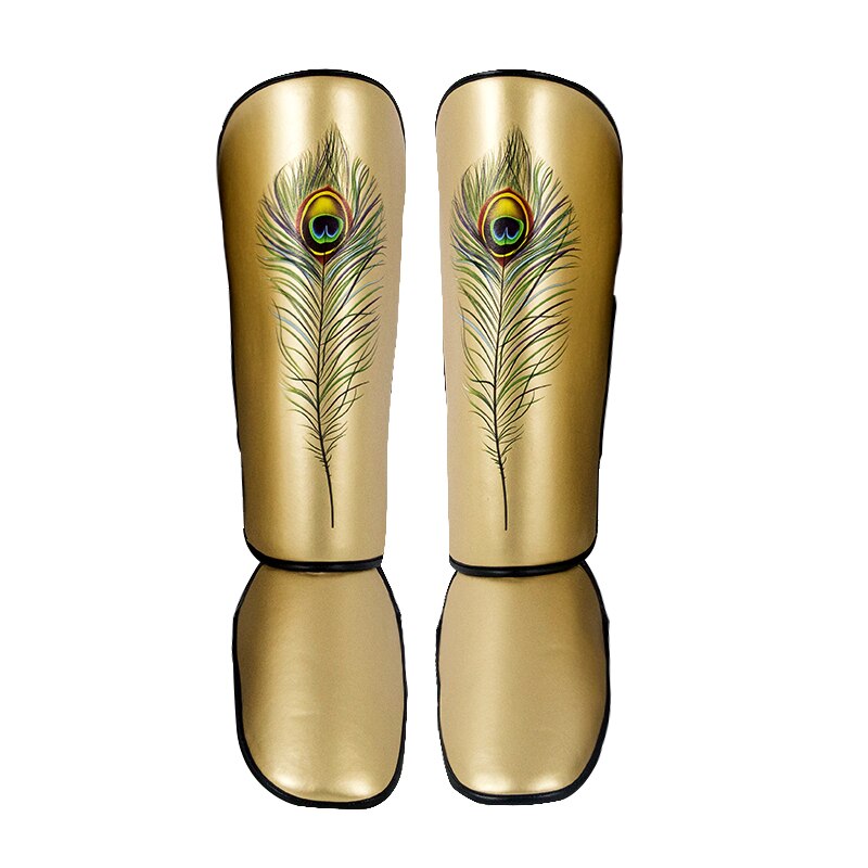 Caneleira Muay Thai Kickboxing Karate Equipment Grant Liftback Foot Pads Thai Boxing Scheen Kick Mma Foot Protection Shin Guard: Golden feather / L