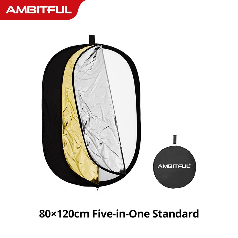 Ambitful 5in1 60Cm 80Cm 110Cm 80X120Cm Zilver Wit Goud Portable Inklapbare Licht Ronde Fotografie reflector Voor Studio: 80x120cm