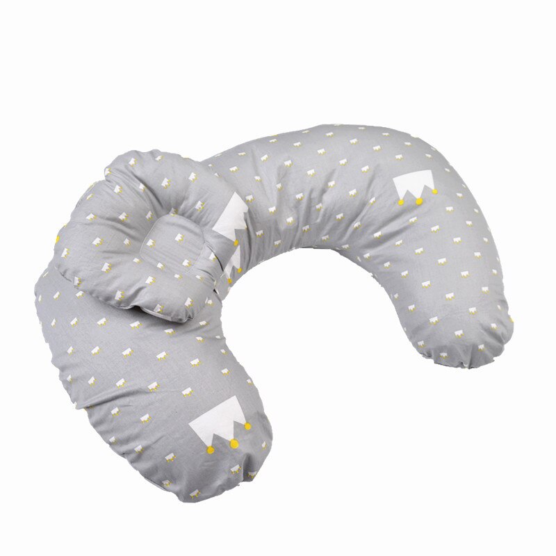 Oreiller d&#39;allaitement en coton en forme de U pour -né, coussin lombaire pour allaitement: grey new