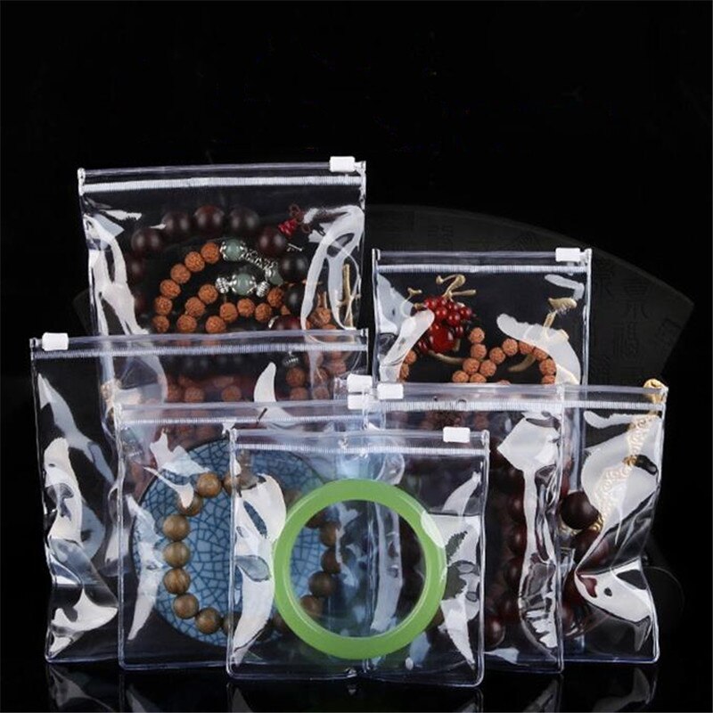 Sac en plastique souple épais clair sac à fermeture éclair en PVC scellé Anti-oxydation bijoux sac de rangement Souvenir emballage universel 10 pièces/lot