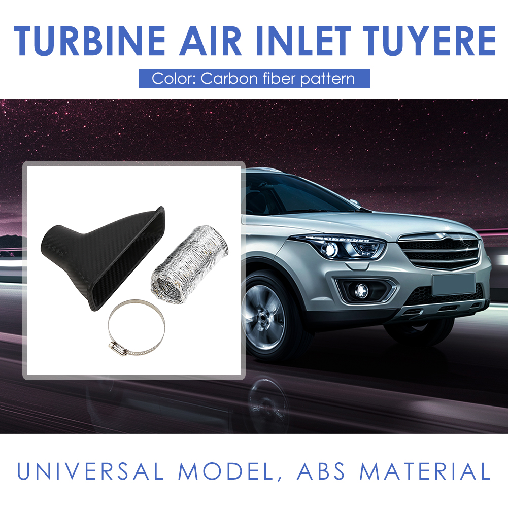 Multi-functional Classic Practical Durable Carbon Fiber Look Car Front Bumper Turbo Air Intake Inlet Pipe Air Funnel Kit