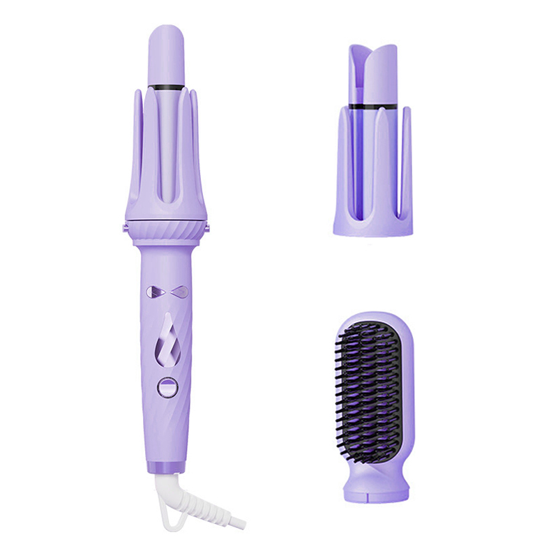 3-IN-1 Dual Purpose Negatieve Ionen 28mm/32mm Automatische Haar Krultang Verwarming Steil Haar kam Elektrische Keramische Curling Haar Stok: Paars / VS