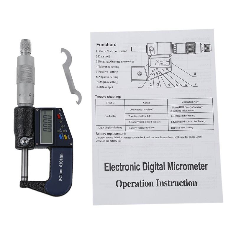 25mm/0.001mm elektroniska digitala mikrometer