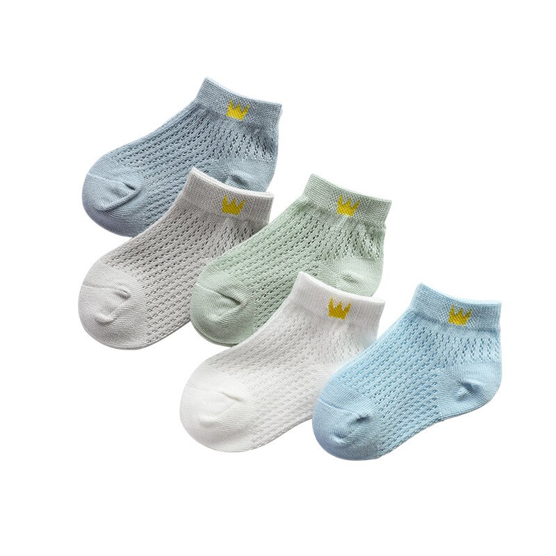 Calcetines de algodón para niños, novedad de verano, 5 par/lote, Calcetines de malla ultrafinos para niños de 1 a 12 años, modernos