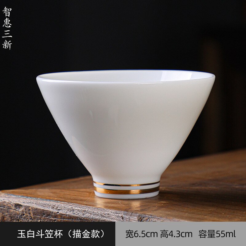 Porcelana blanca de Jade gordo de cordero, taza de té de cerámica Guanhai, juego de té de Kung Fu para el hogar, vajilla de Ceremonia de té,: Verde