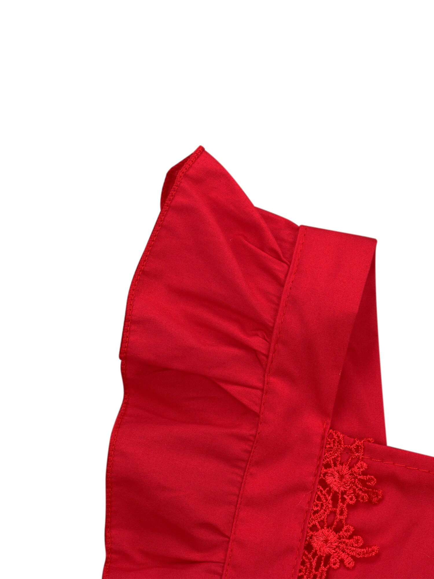 Toddler Girl Romper, Baby Headband, Fly Sleeve Pleated Dress-Like Top Crotch Buttons Floral Embroidery 2-Piece Clothes