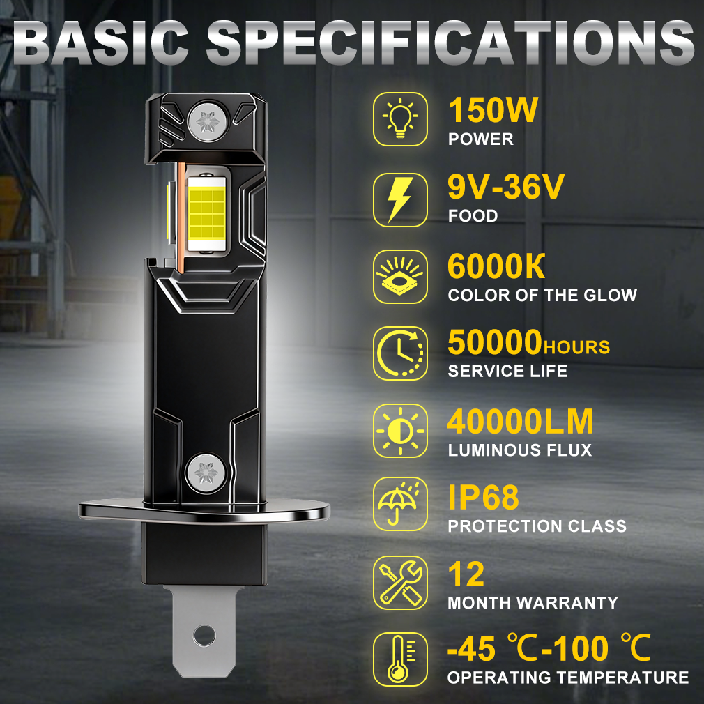 S&D H1 H3 LED koplamplamp 40000LM 150W H7 H11 9005 HB3 9006 HB4 Hoge vermogens LED auto mistlamp 6000K 9-36V lamp voor autorijden