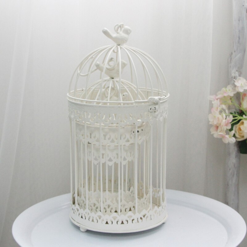 Iron Metal Bird Cage White Bird Cage Decoration Hanging Flower Pot Succulent Wedding Candle Holder Jewelry