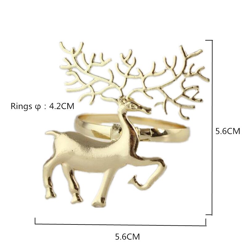 6 Stks Metalen Kerst Herten Vorm Servetring Servet Gesp Hotel Restaurant Home Tafel Decoratie Serviette Holder