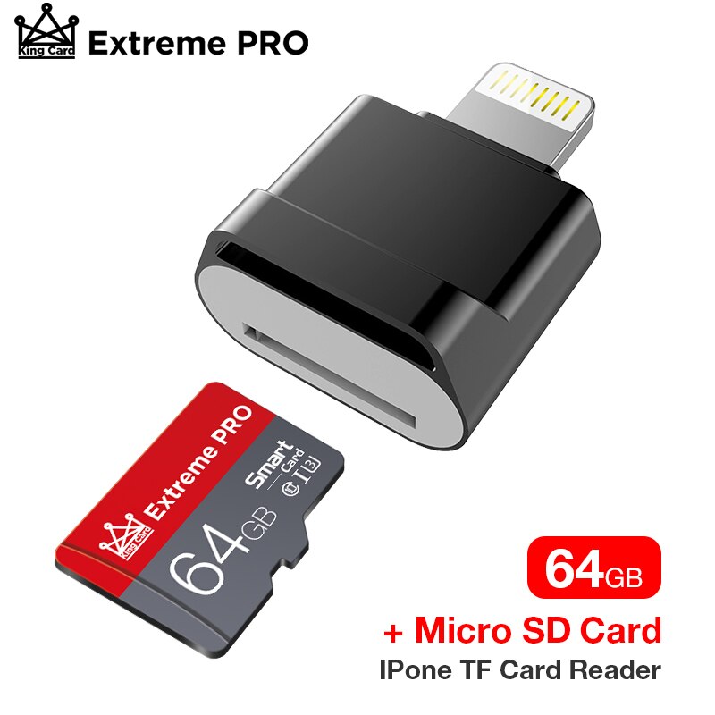 Czytnik kart TF Plug & Play lub przejściówkę ze złącza Lightning na MicroSD Adapter nie ma potrzeby sterownik dla iPhone 6/6s/6Plus/7/7Plus/8/X Usb/Otg/Lightning 2 w 1: 64GB Reader Black
