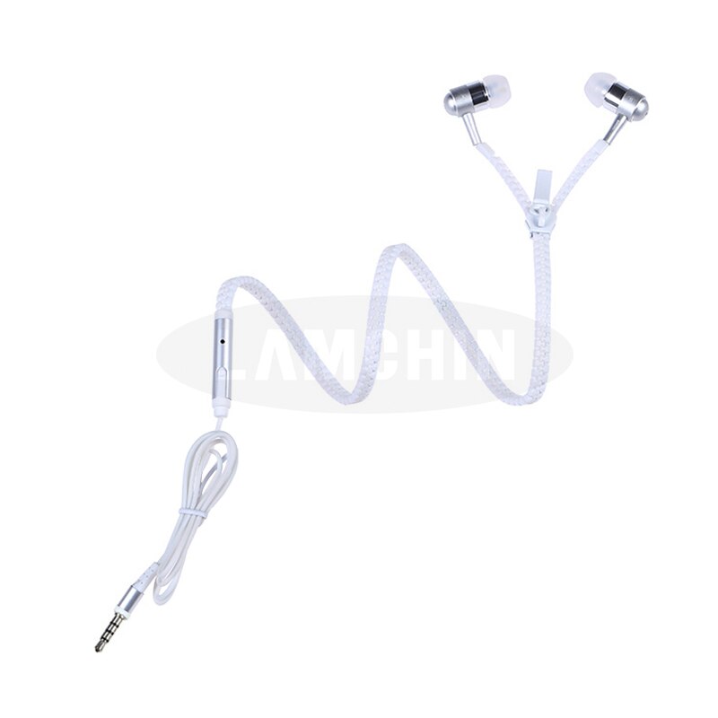 Night Lichtgevende Oortelefoon 5 Kleuren Super Bass Volledige Gloeiende Metalen Rits Oor Telefoons Met Microfoon Voor Iphone Xiaomi Huawei: White