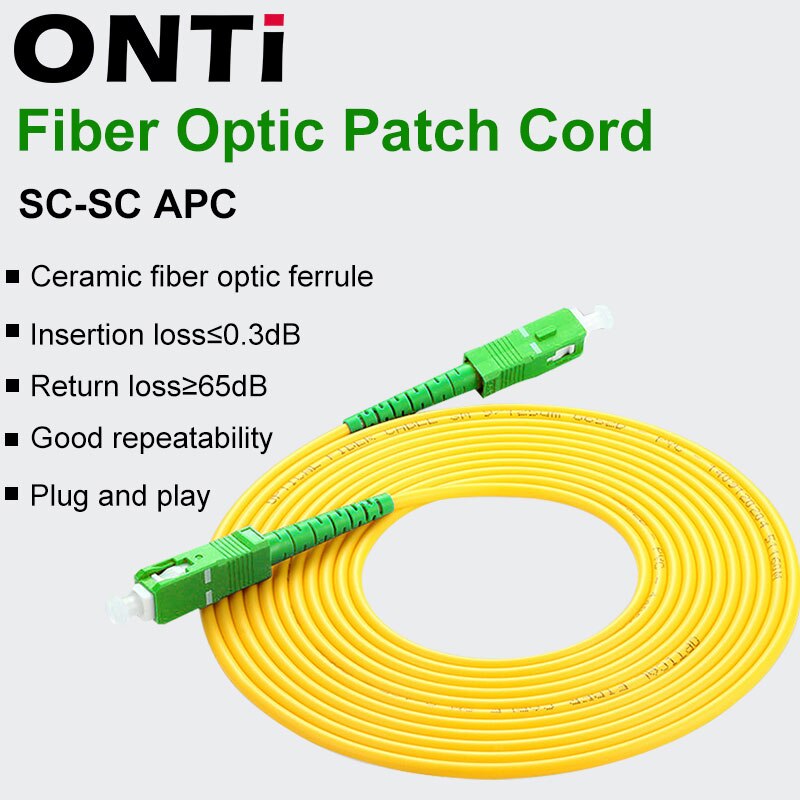 ONTi-Cable de parche de Fibra óptica SC/APC, SC-SC de 1/3/5/10/20/30M, modo simple, 2,0mm, Fibra óptica FTTH