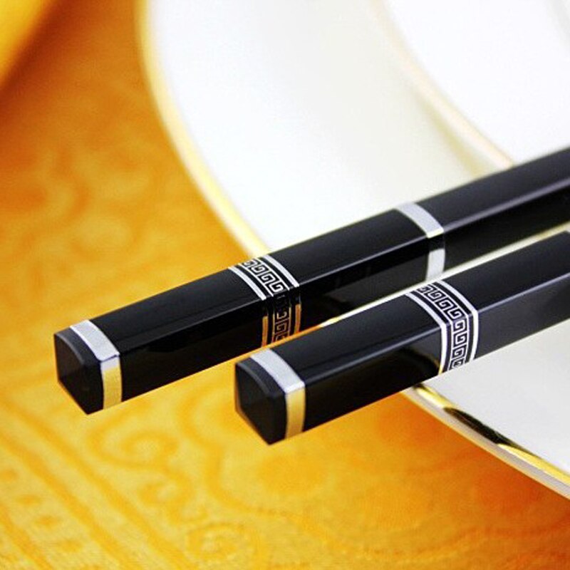 Vacclo 1 paar eetstokjes antislip keuken lange eetstokjes voor rundvlees sushi voedselstokjes hotel restaurant stokje herbruikbaar servies: Zilver