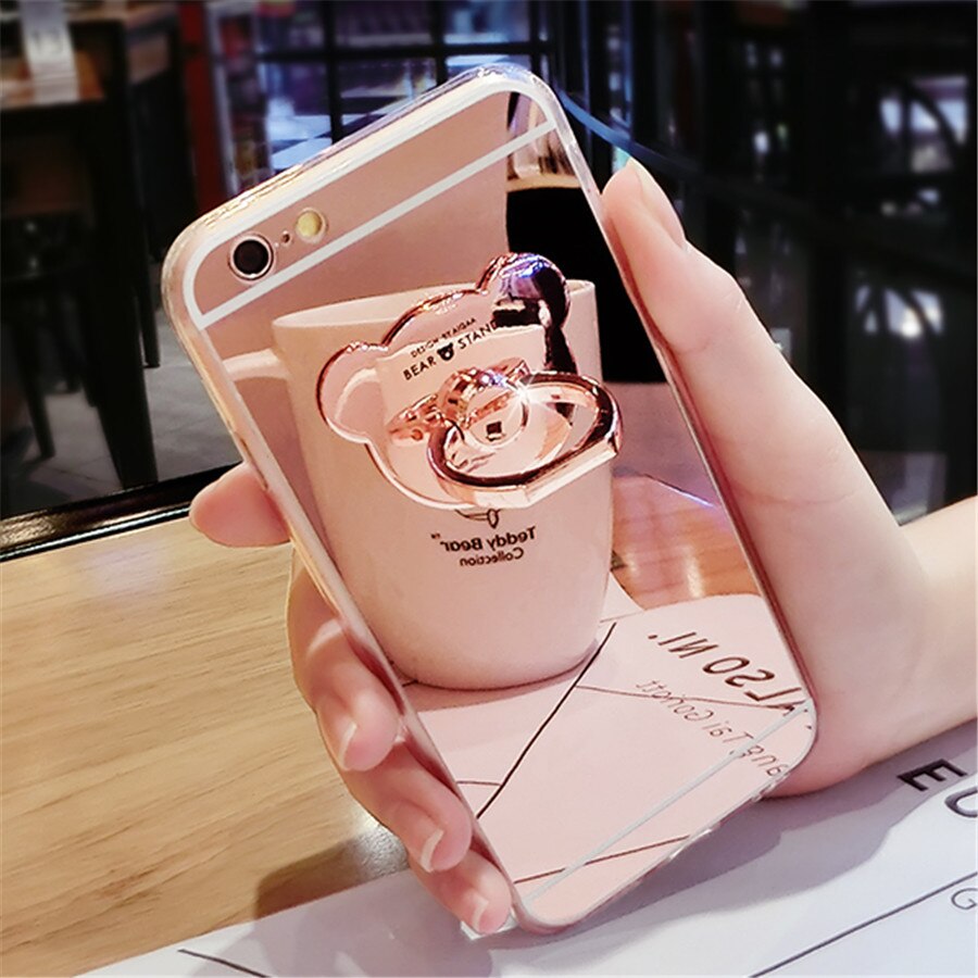 Funda para Samsung Galaxy A3, A5, A7, , funda con anillo de oso de diamantes de imitación brillantes, carcasa para teléfono Samsung A320, A520, A720: For A520 A5 2017 / rose bear