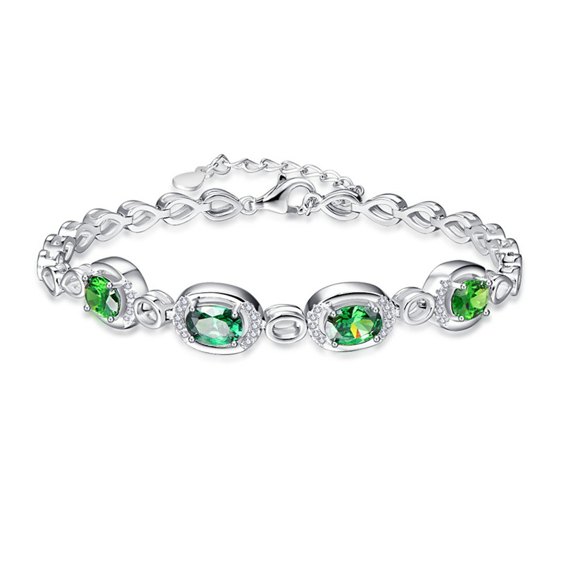 JQUEEN Nano Russische Emerald Bedelarmband Water Shape 925 Sterling Zilveren Armbanden Bruiloft Sieraden Armbanden Voor Vrouwen: Default Title