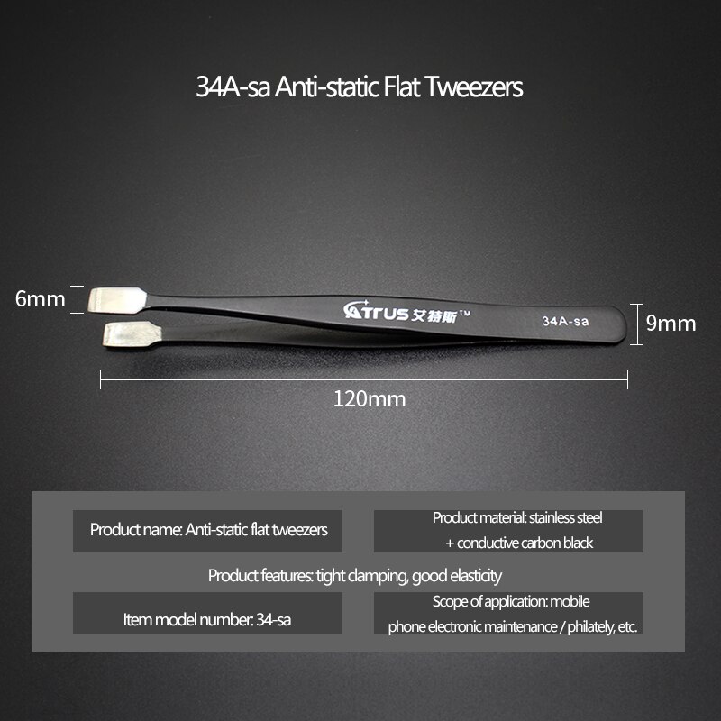 Platte Pincet Rvs Reparatie Mobiele Telefoon Moederbord Industriële Benodigdheden Anti-Statische Precisie Handgereedschap