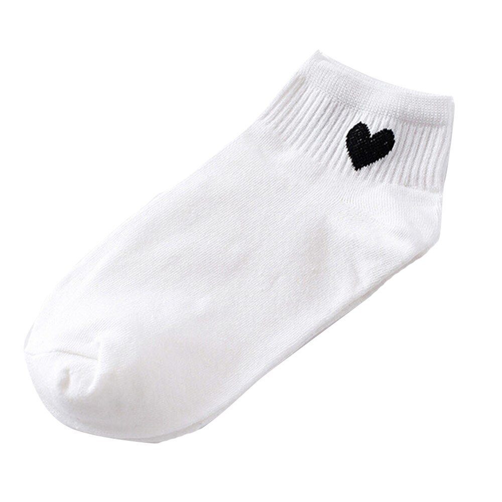 FREE OSTRICH 1 Pair Red Heart Cute College Wind Simple Basic Fresh Cotton socks women in spring summer: White