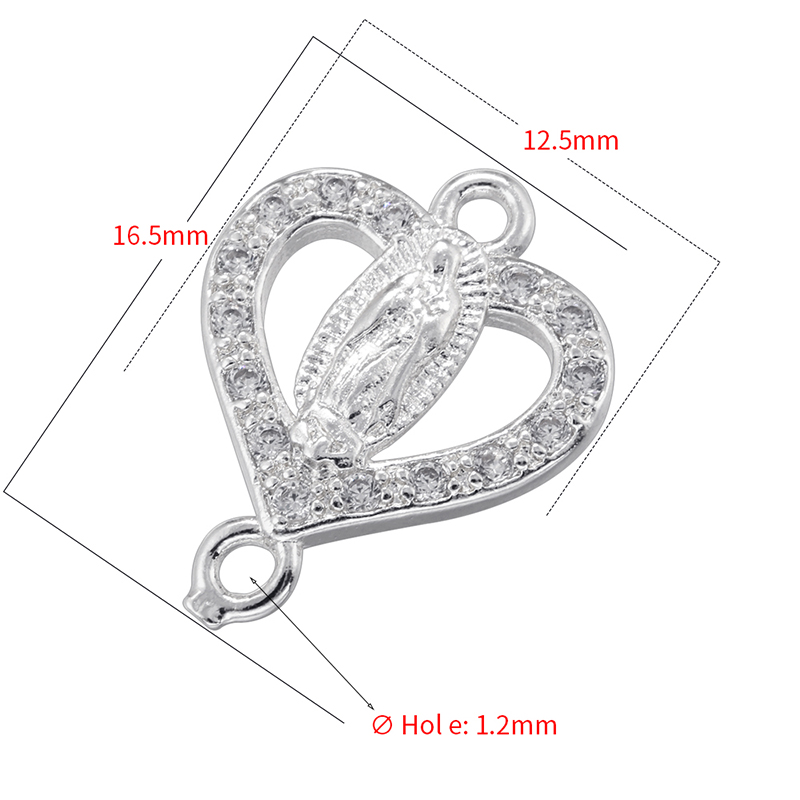 ZHUKOU-Colgante católico de la Virgen María de latón chapado en oro, manualidades con agujeros dobles, accesorios para collar y pulsera DIY: Zinc negro plateado