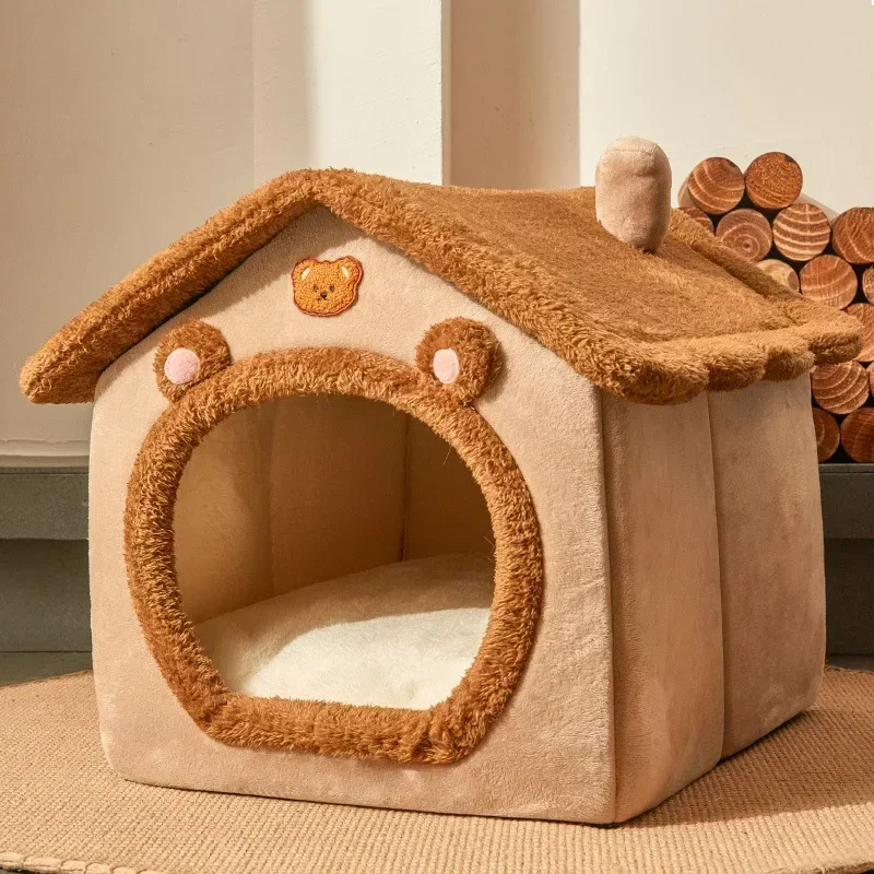 Casas plegables para perros y gatos pequeños y medianos, colchones, productos para mascotas, cestas para cachorros, perillas de invierno.: M / Azul marino