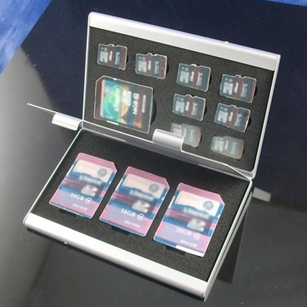 Aluminium Micro voor SD MMC TF Geheugenkaart Opbergdoos Protector Case voor 4x Sd-kaart 8x Micro Card opslag Kaarthouder Case