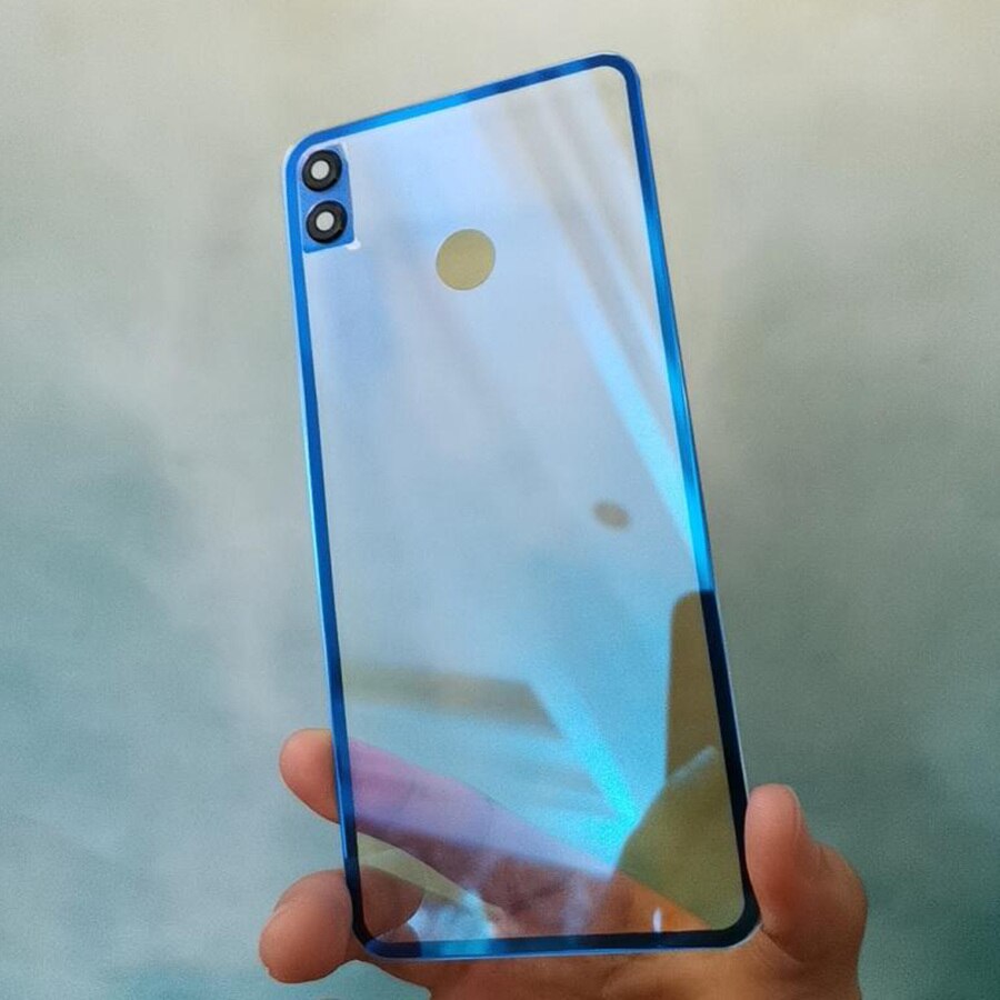 Back Glass Cover For HUAWEI Honor 8X Back Battery Cover Glass Panel Honor View 10 Lite Rear Door Housing Case With Camera Lens: BlueClear With Lens