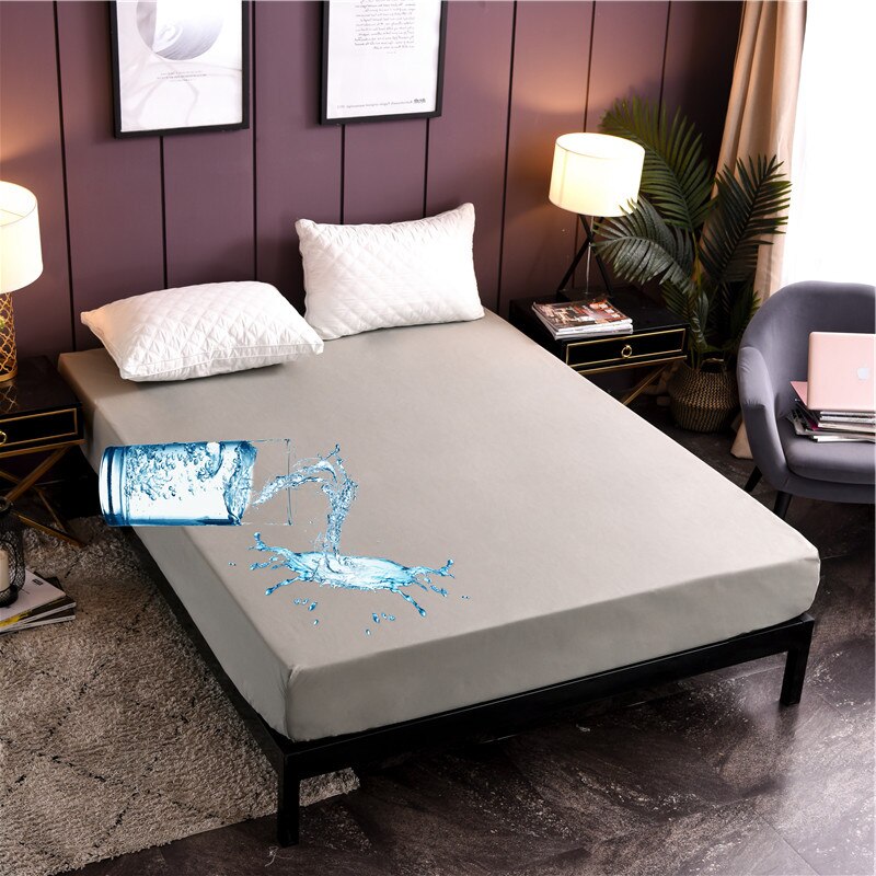 Waterproof Mattress Cover Anti-mite Hypoallergenic Fitted Sheet Solid Color Breathable Mattress Protector Queen King Size