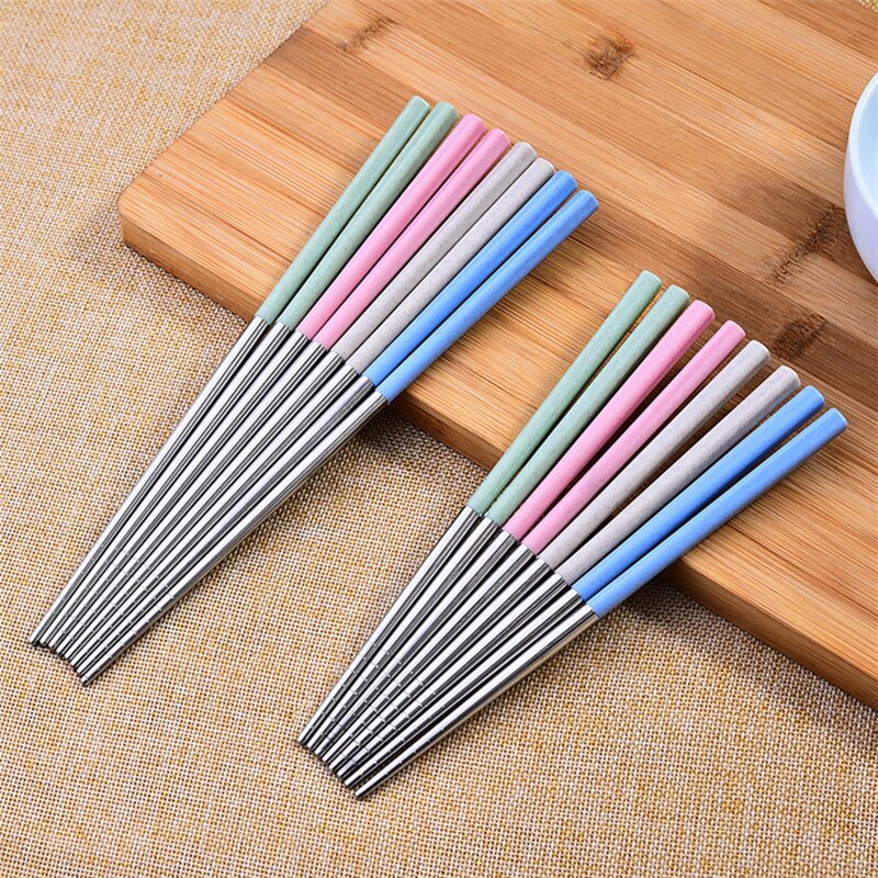 Vacclo Stainless Steel Chopsticks Eco-friendly Mildew Proof Sticks Delicate Domestic Kitchen Tableware for Food Rice Cutlery