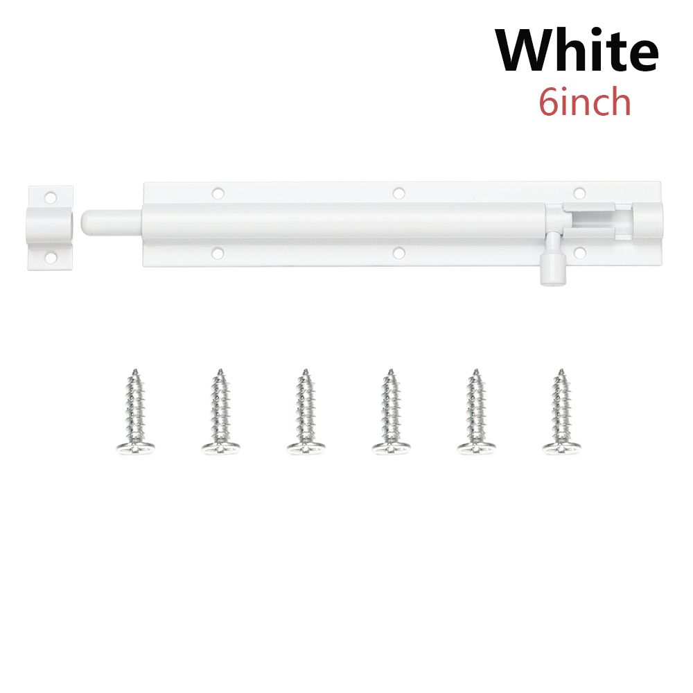 2/3/4/5/6/8inch Aluminum Alloy Door Latch for Home Window Catch Lock Slip Bolt Fiting Door Lock Buckle Silent Gate Hook Hardware: white-6inch