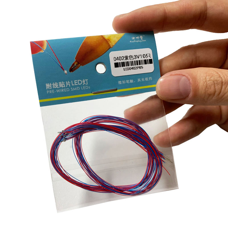 Precableado 3V #0402 SMD LED azul hielo, 30cm cables presoldados, hobby model kit/railway/starship/gundam lighting y electrónica