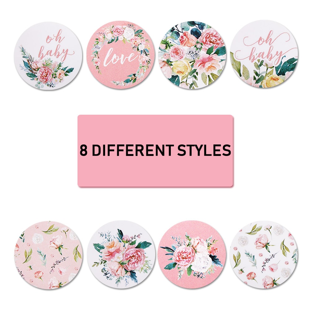 Étiquettes autocollantes merci, autocollant rond Floral, multicolore, 8 Styles, papeterie faite à la main, 100 à 500 pièces/rouleau