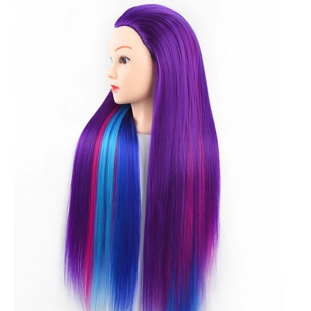 Qy hår träning långt rakt hår flätat olika frisyr makeup baby ansikte huvud modell