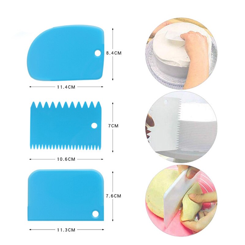 Draagbare 3 Stks/set Plastic Cake Schraper Decorating Gereedschap Deeg Icing Scrappers Keuken Taart Decoreren Accessorie
