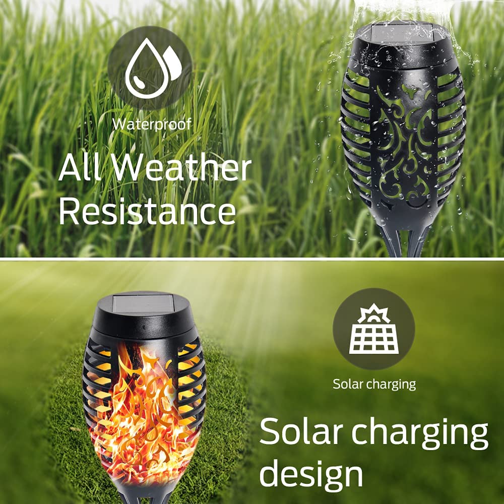 Solar Flame Torch Light Flickering Waterproof Garden Decor Landscape Lawn Lamp For Path Garden Yard Outdoor Light