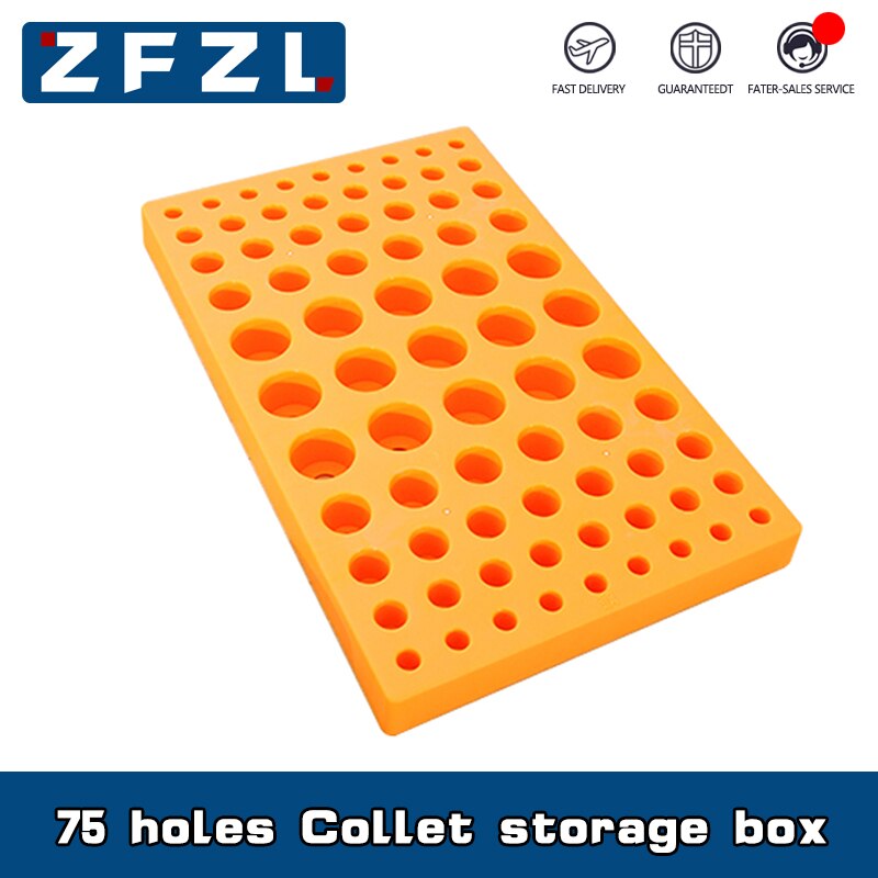 CNC machine tool ER collet storage box 75 hole ER11 ER16 ER20 ER25 ER32 hard plastic storage and finishing box