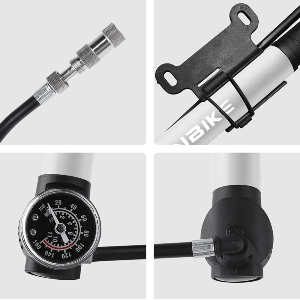 Mini Bike Pump Portable High-pressure Bike Tire Frame Pump Fits Presta Schrader with Pressure Gauge for Road Mountain Bikes
