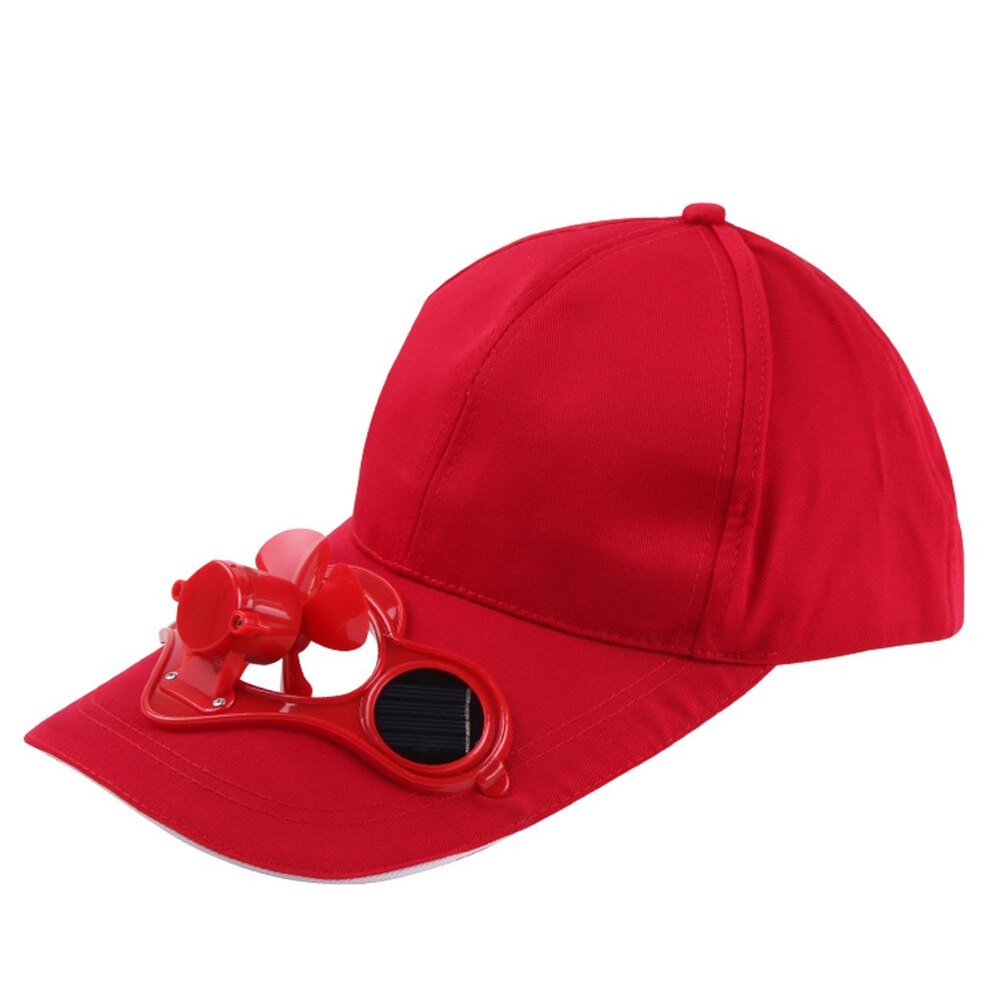 Sun hat solar fan hat with switch solar rechargeable storage fan hat sun hat cap: Red