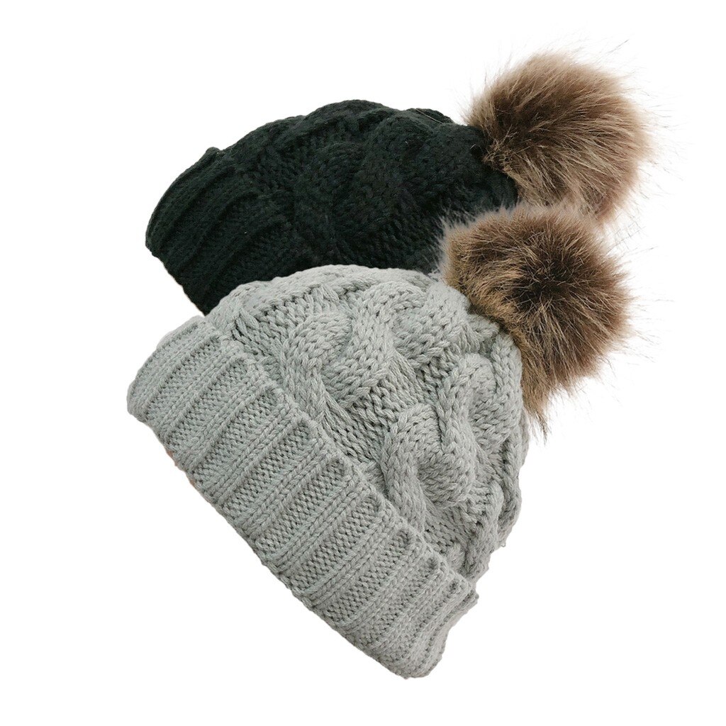 Tilfeldig ensfarget søm strikket ull med kulevarmende snu lokk kvinner uformell fast søm utendørs plysj ballhatter