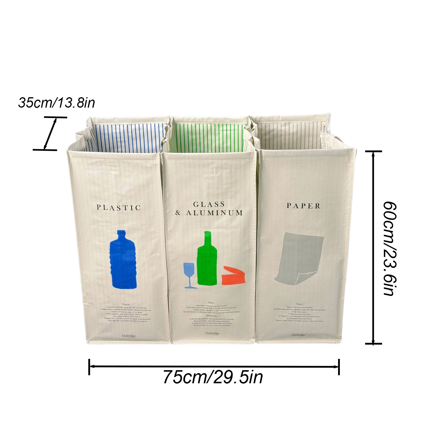 Stor, klassifisert oppbevaringspose til hjemmeorganisering, høyvevd vanntett og flekkbestandig kleskurv