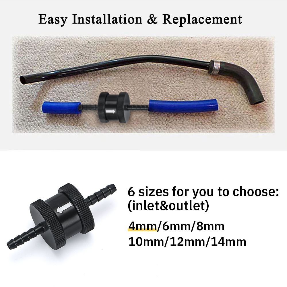 6 rozmiar 4MM / 6MM / 8MM / 10MM / 12MM / 16MM bez powrotu w jedną stronę zawór zwrotny paliwa ze stopu aluminium benzyna diesel